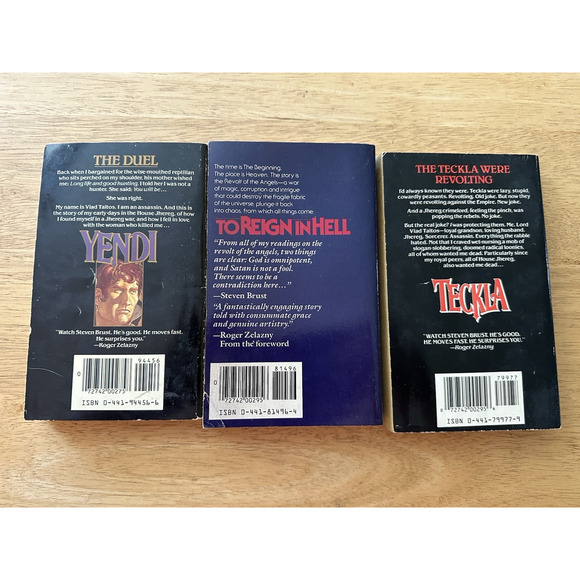Steven Brust, Fantasy Novels, Yendi, To Reign in Hell, Teckla, set 1980s PB VTG - Picture 2 of 14
